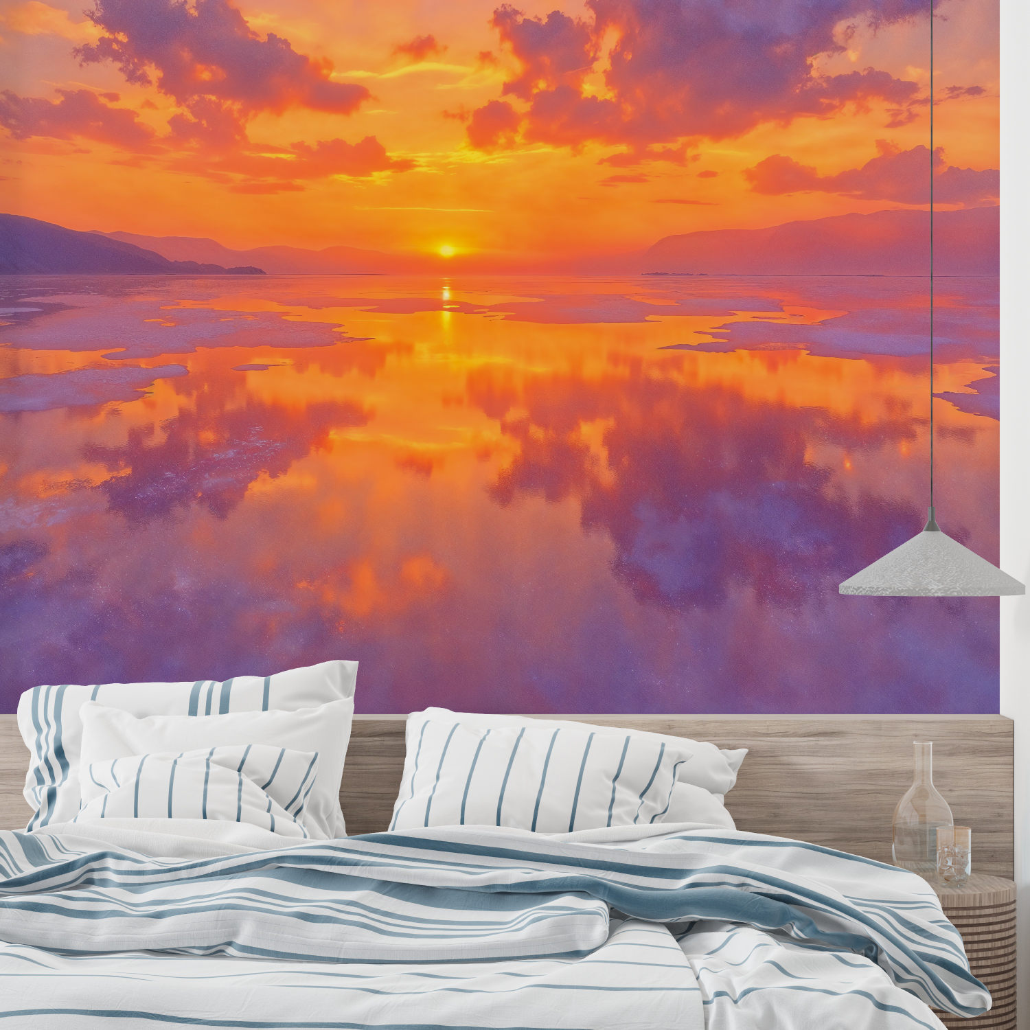 Papier peint aquarelle coucher soleil leroy merlin