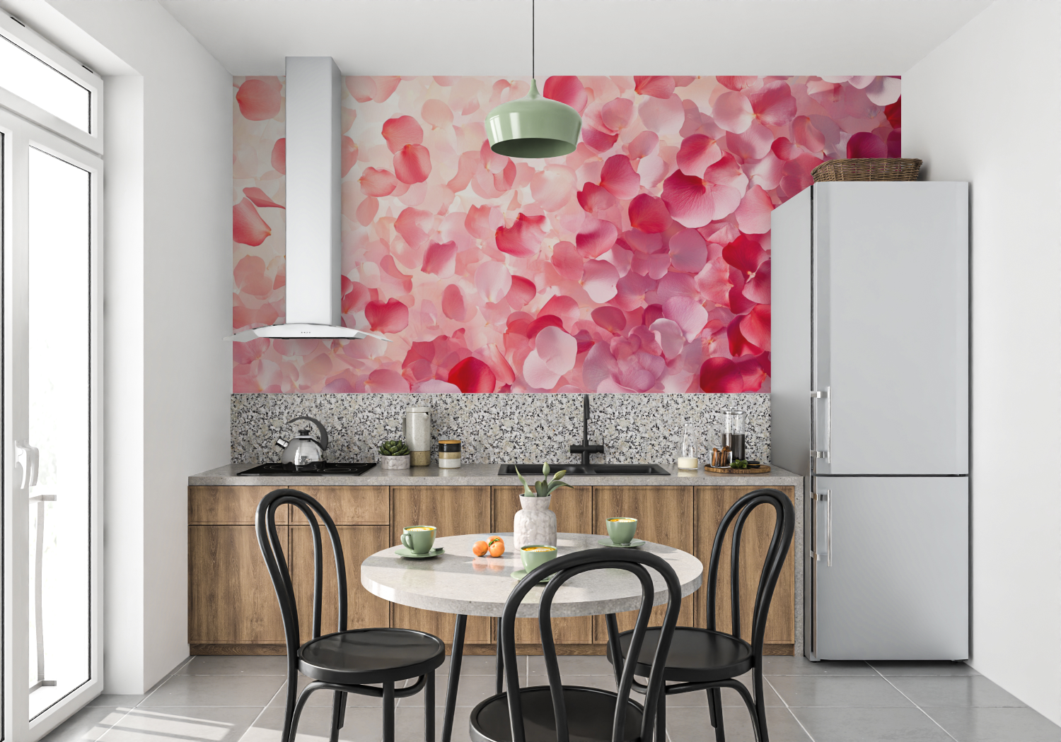 Papier peint aquarelle petales ...s en mouvement mur cuisine