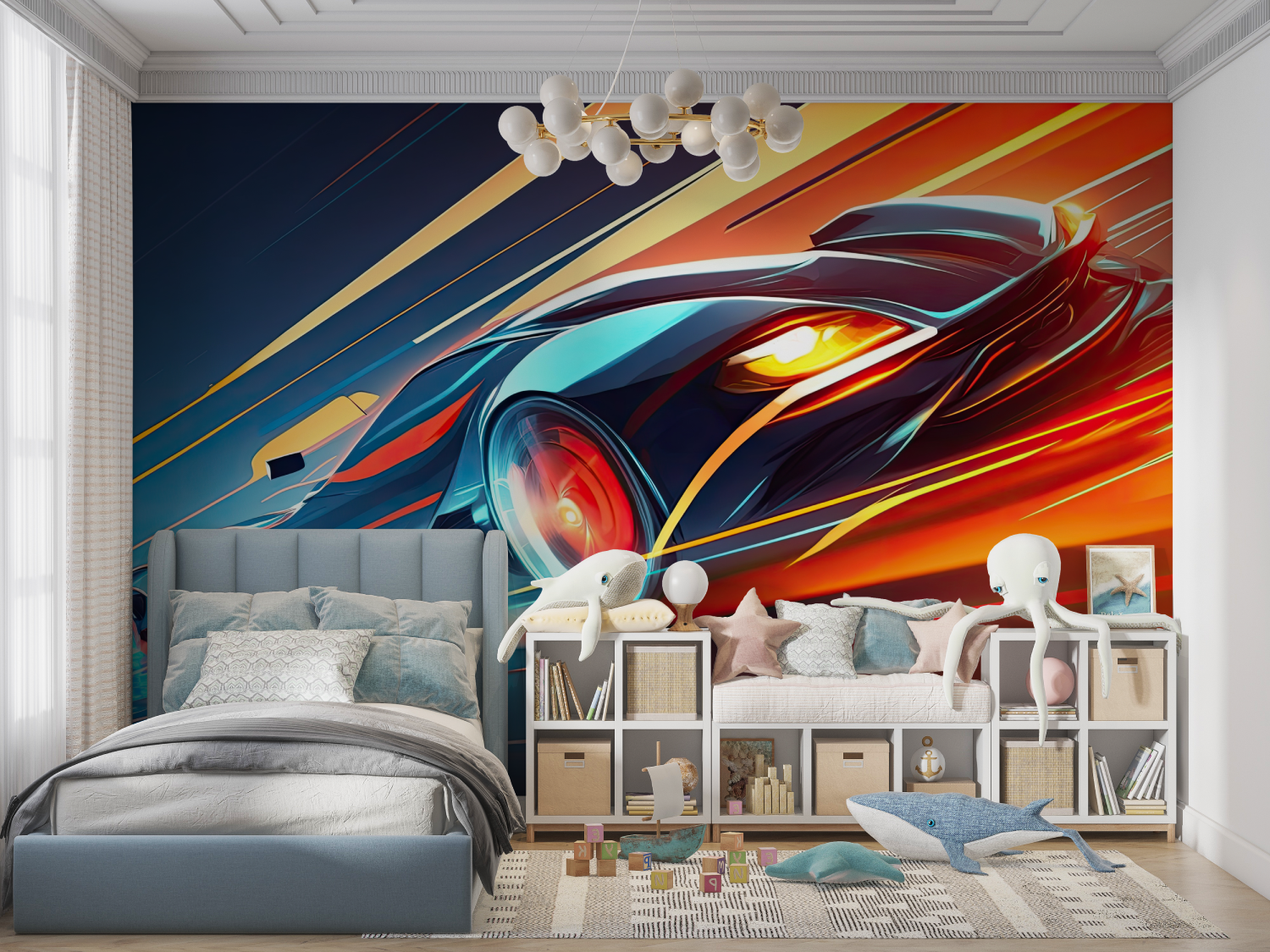 Papier peint pour chambre voiture tuning panoramique garcon