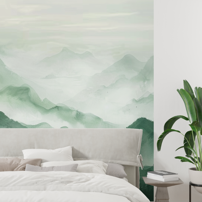 Papier peint foret brumeuse tapisserie tendance