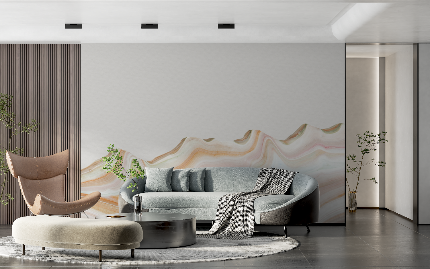Papier peint aquarelle vague design tendance 2024