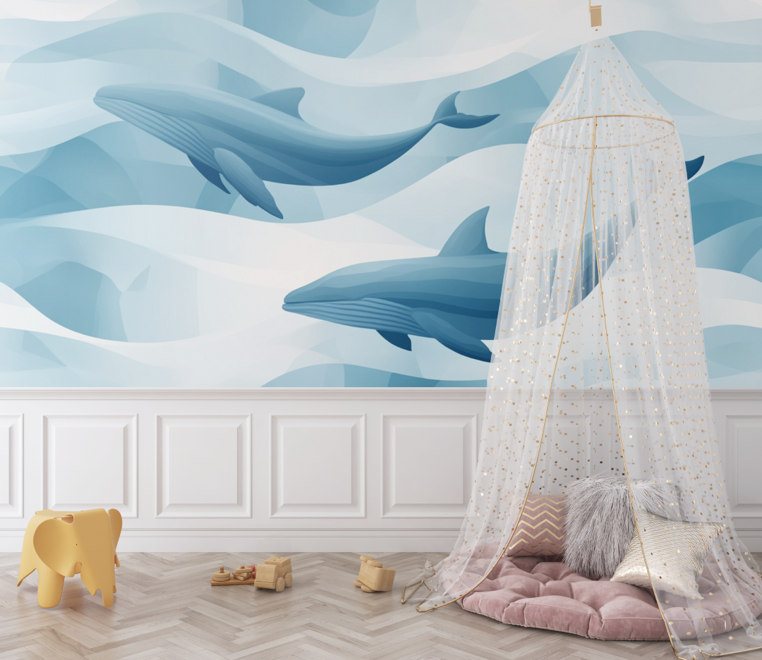 Papier peint marin design geometrique bebe