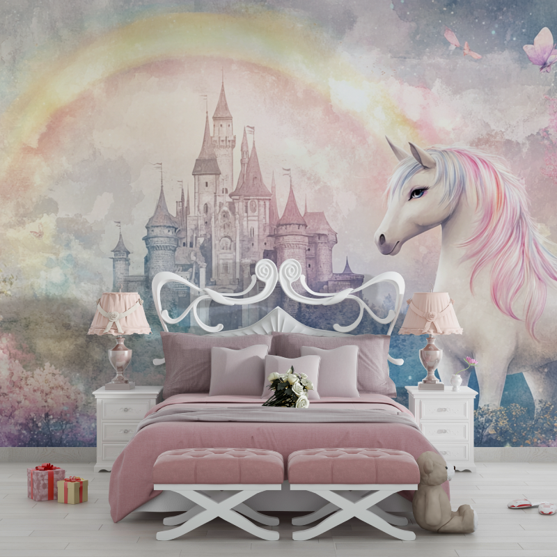 Papier peint chambre petite fil...arc en ciel chambre filles