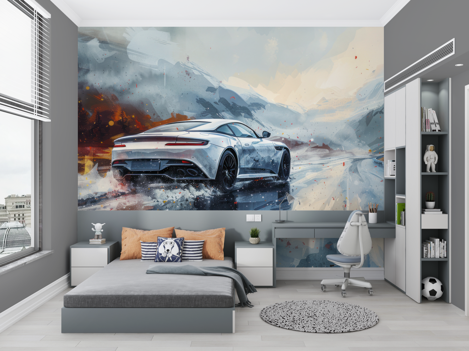 Papier peint 3d adulte tuning voiture chambre petit