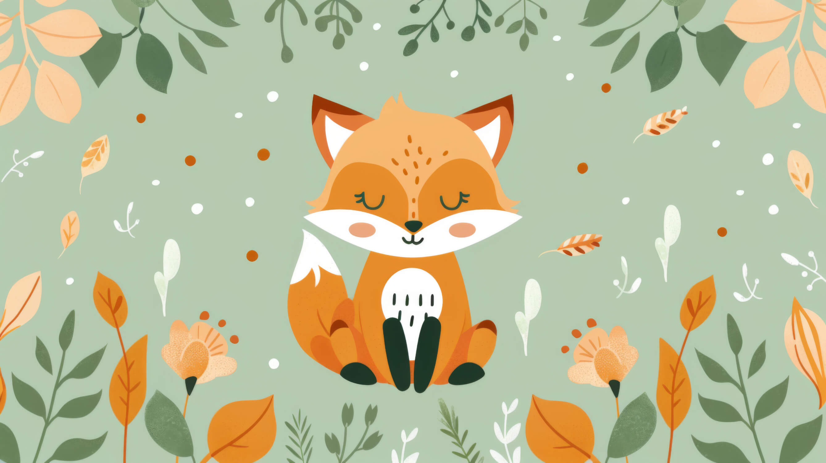 Papier Peint Renard Et Feuillage Tropical