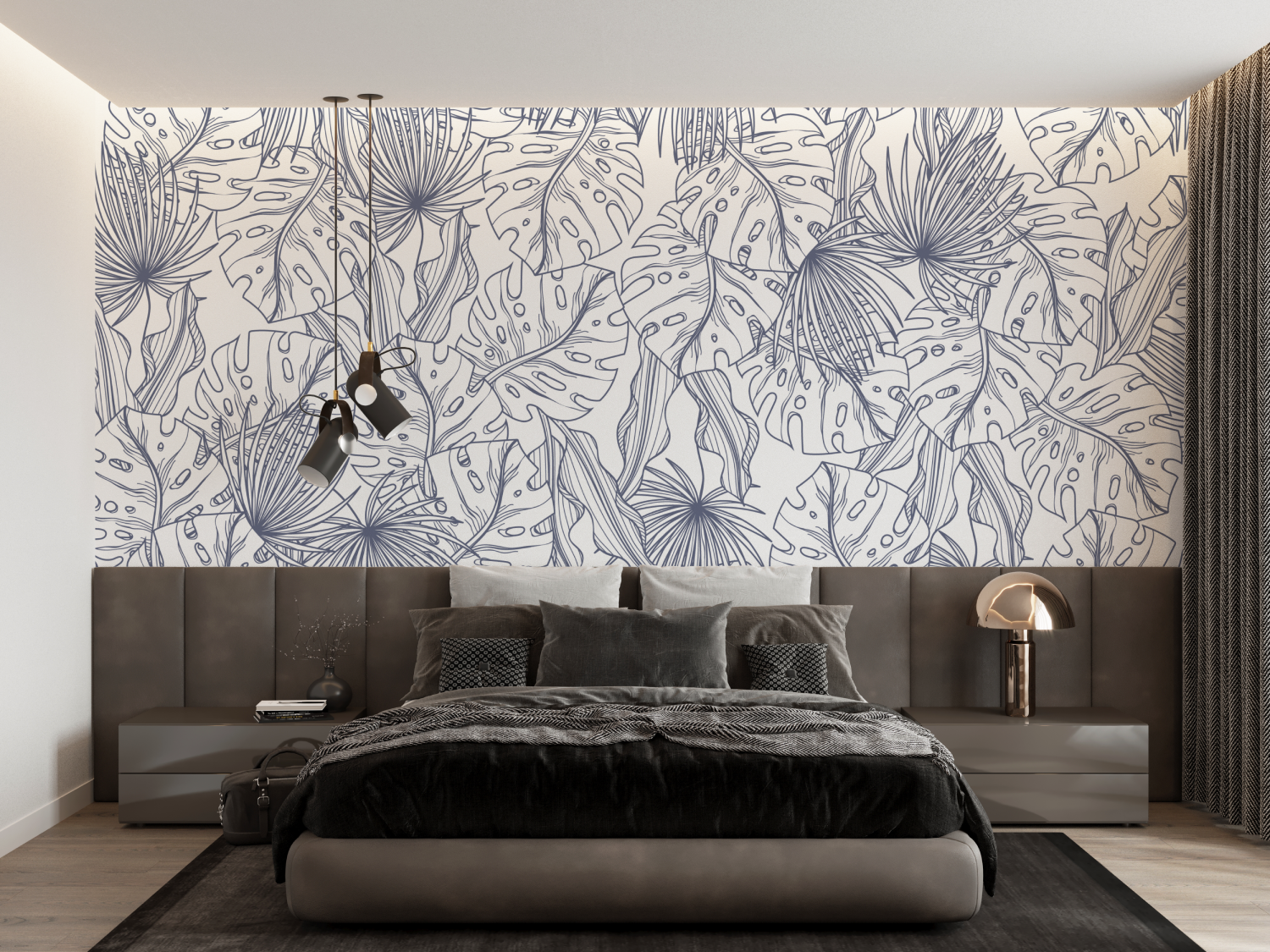 Papier Peint Toile De Jouy Ambiance Jungle - panoramique tendance