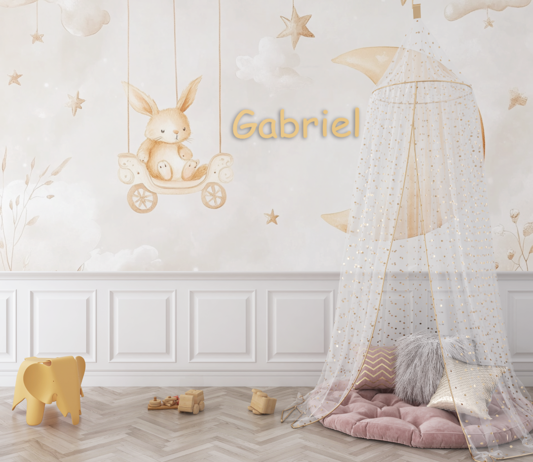 Papier peint prenom lapin bebe