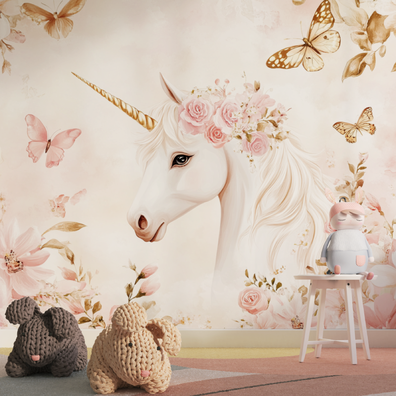 Papier peint licorne princesse ...eurs tapisserie pour fille