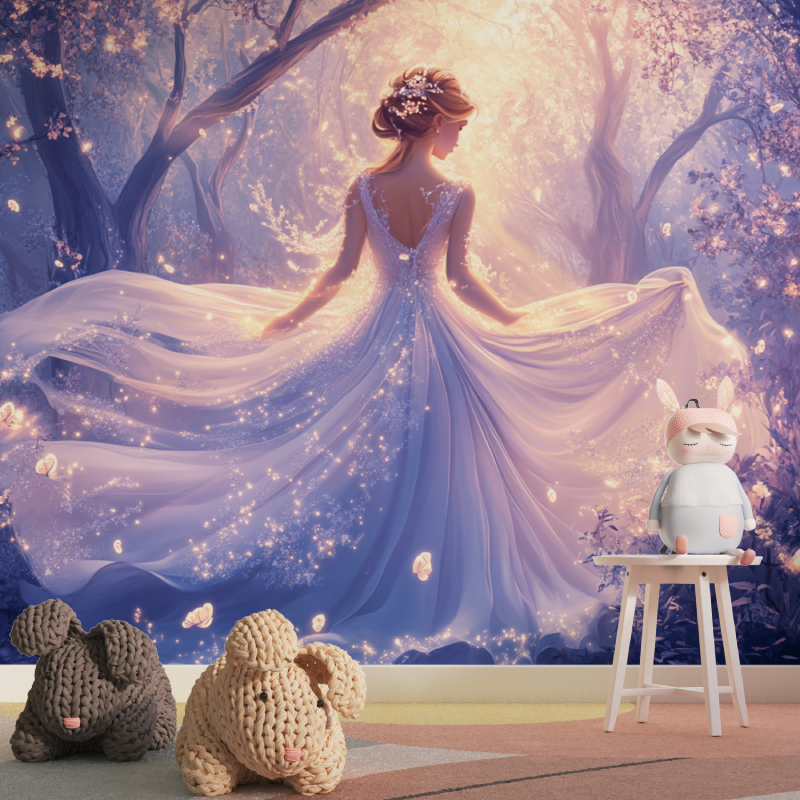 Papier peint princesse delicate...ique tapisserie pour fille