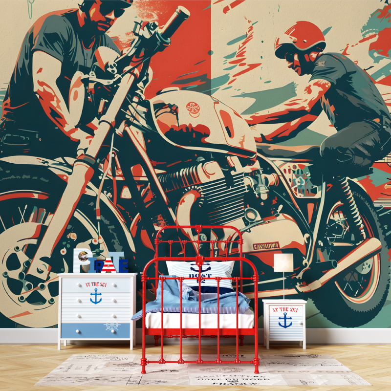 Papier peint graffiti moto salon garcon567