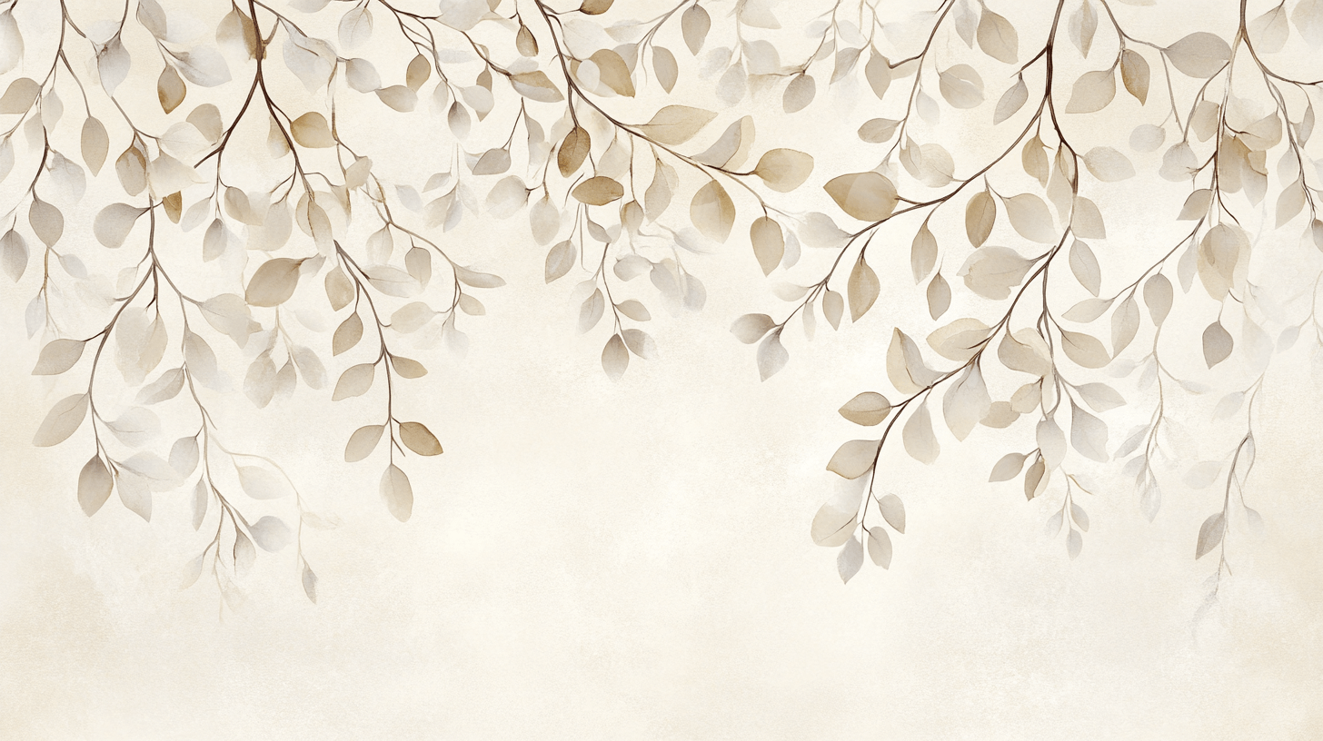 Papier Peint Aquarelle Branches Blanches Délicates