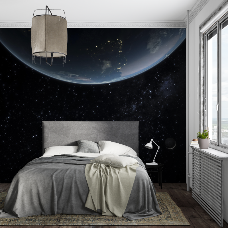 Papier peint espace planete terre piece ados