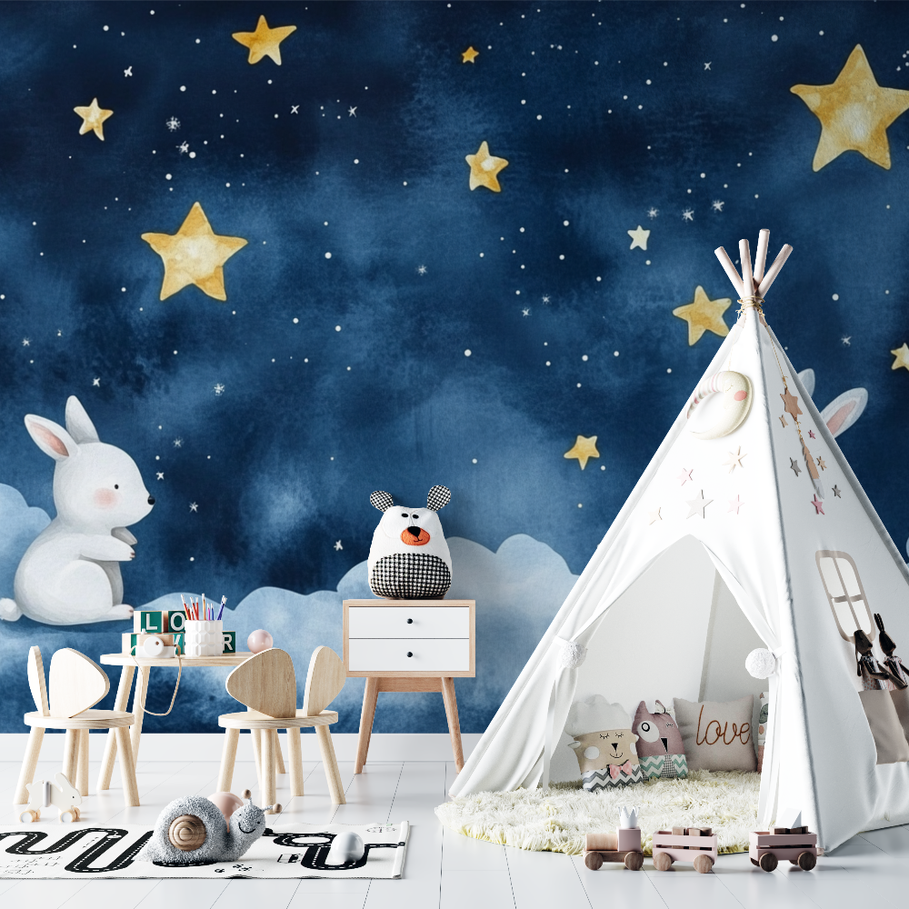 Papier peint constellation et copains chambre bebe