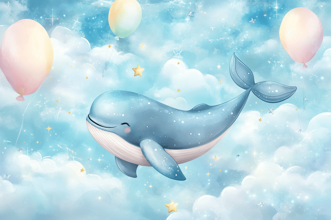 Papier Peint Marin Nuage avec Thème Baleine