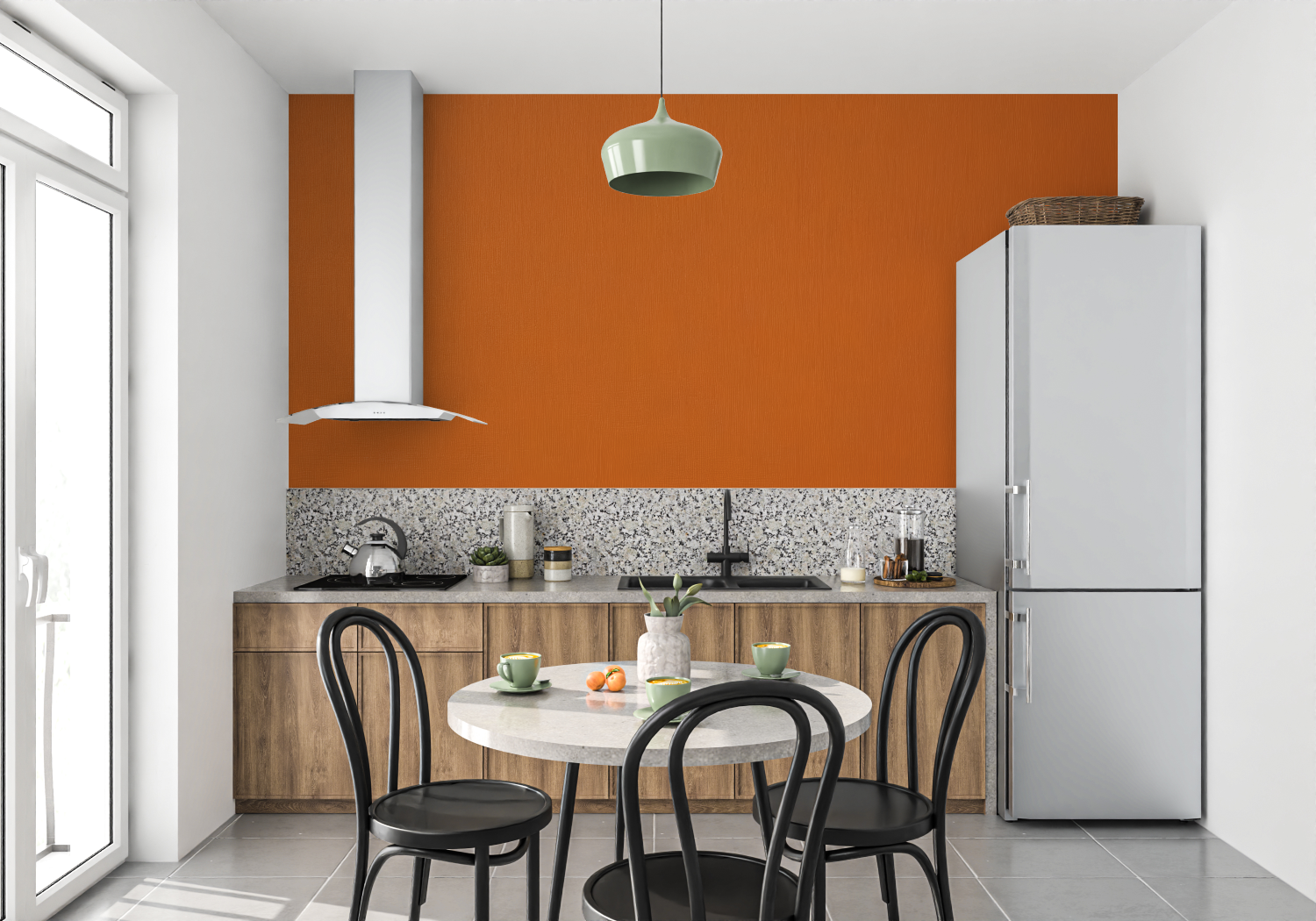 Papier Peint Uni Orange Foncé - tapisserie pano