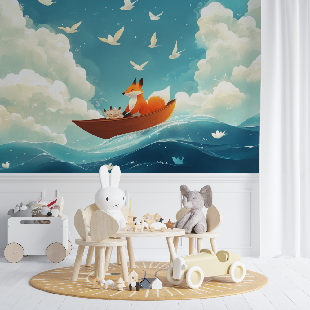 Papier peint marin renard chambre de bebe