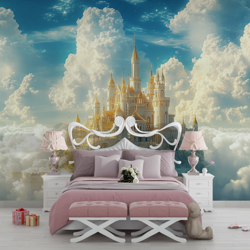 Papier peint princesse chateau de reve chambre filles