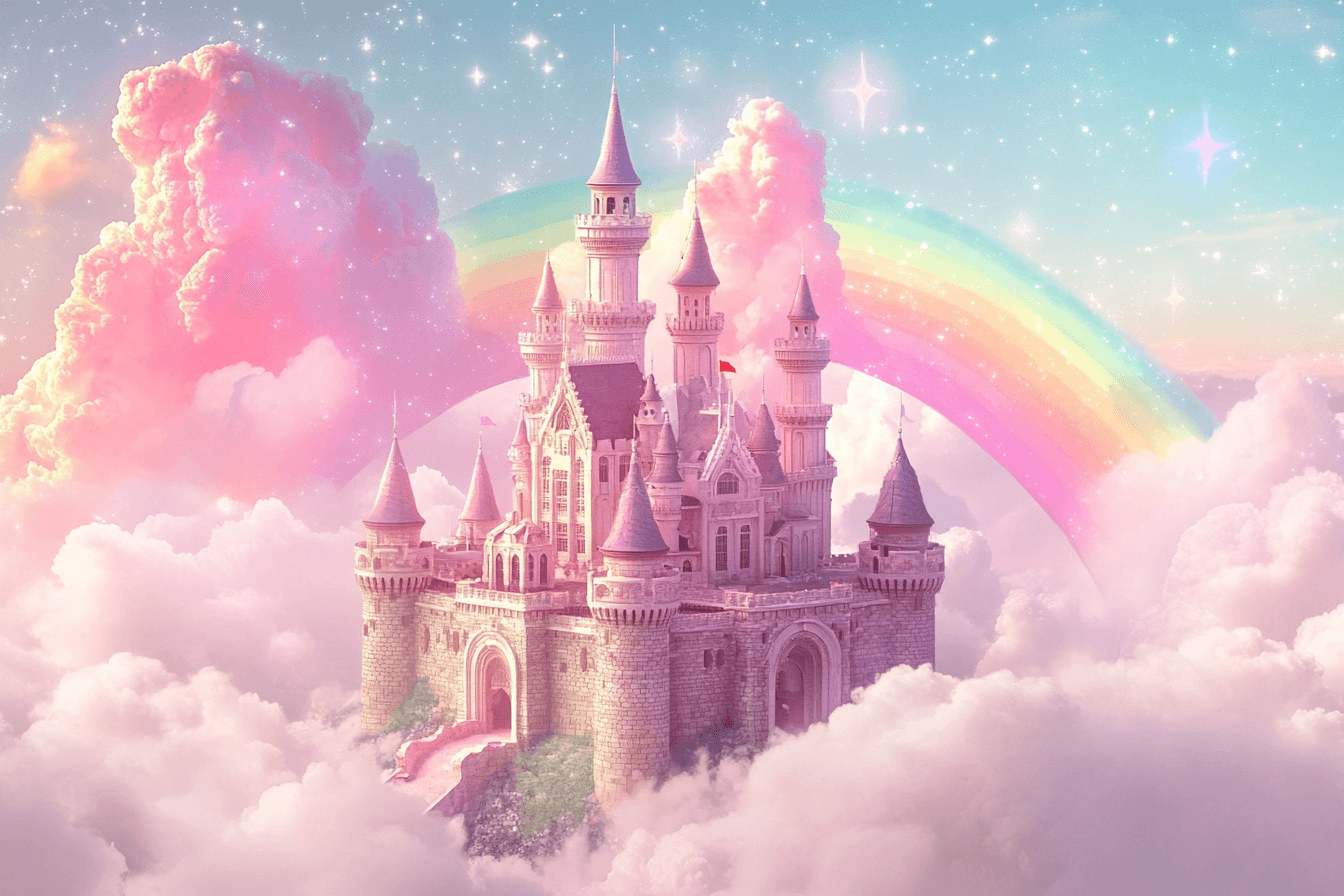 Papier Peint Princesse Château Dans les Nuages