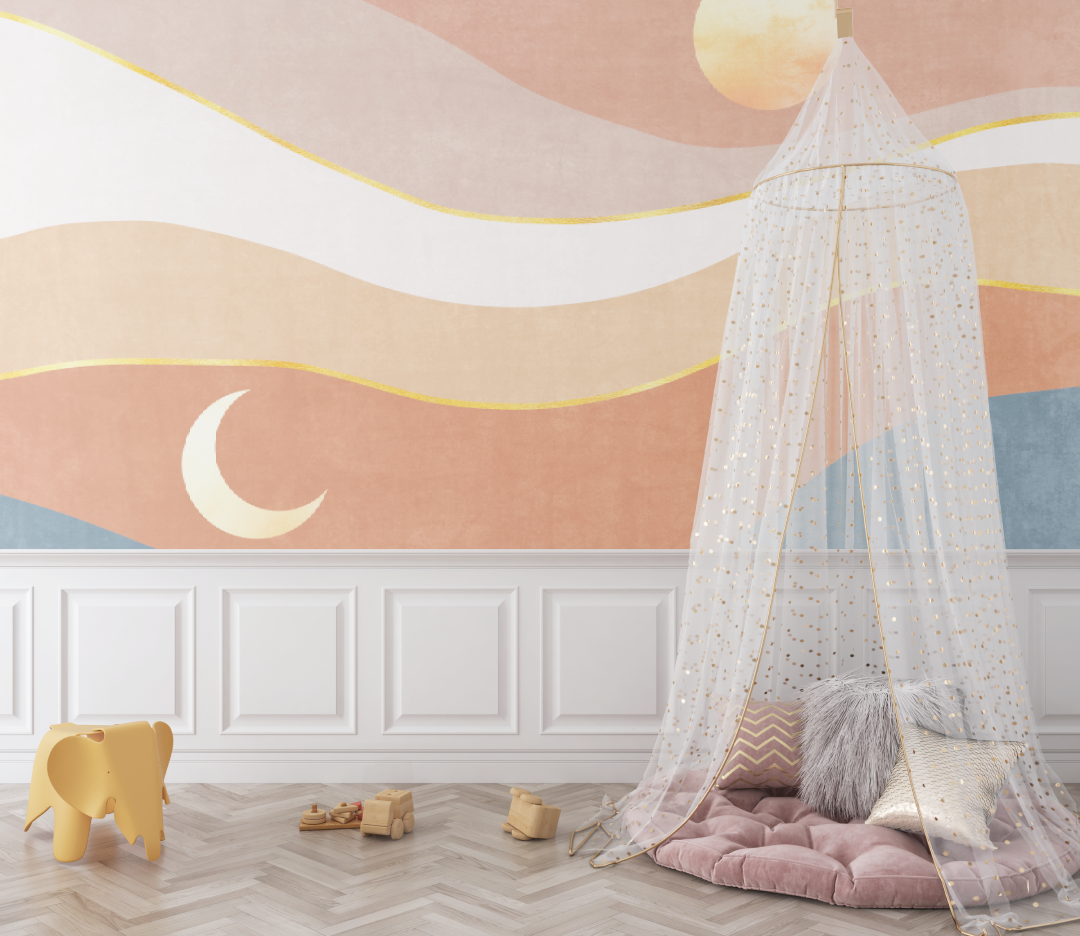 Papier peint Lune pastel bébé - bebe tipi