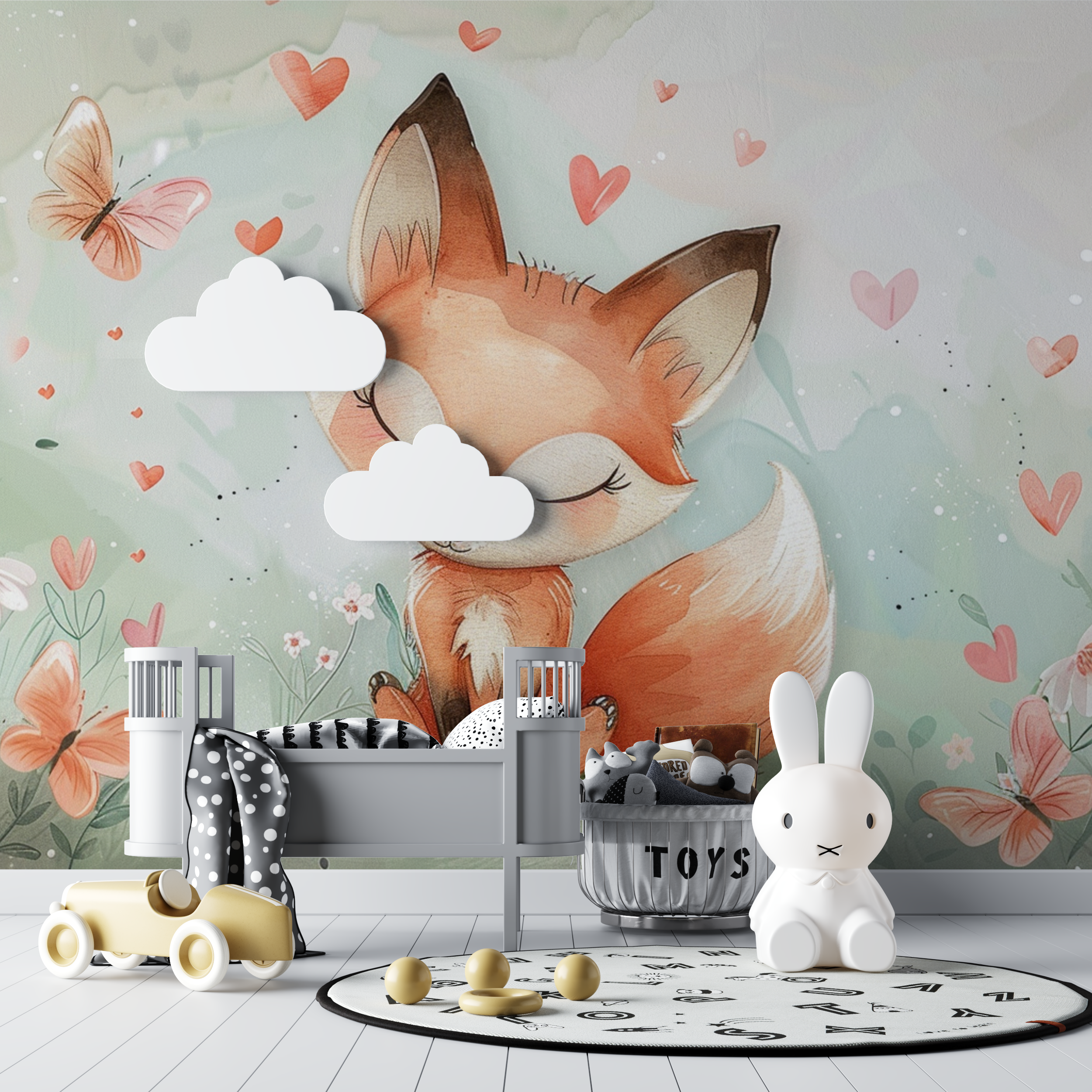 Papier peint bebe renard chambre nouveau ne bebe tipi