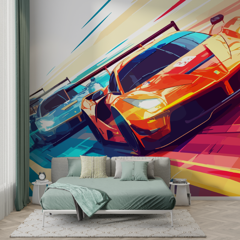 Papier peint avec voiture de course murs
