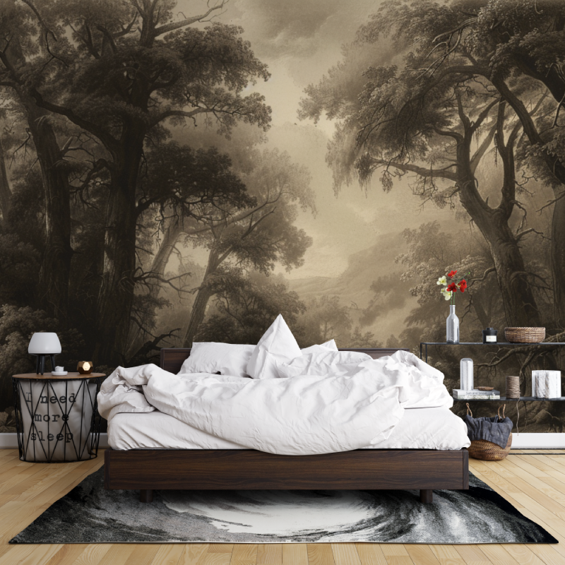 Papier peint panoramique foret salon leroy merlin mur