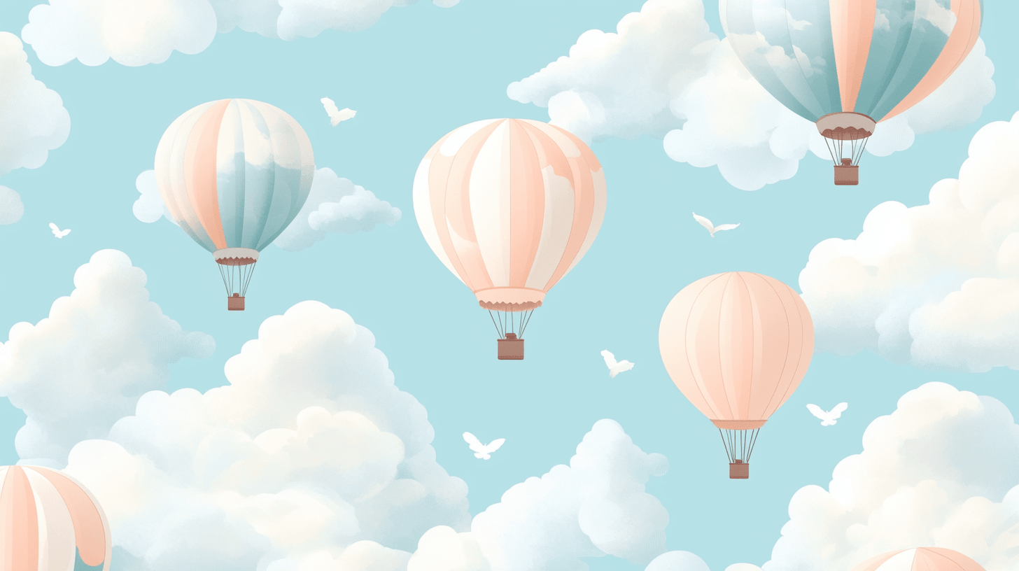 Papier Peint Montgolfière Et Nuages En Forme De Papillons