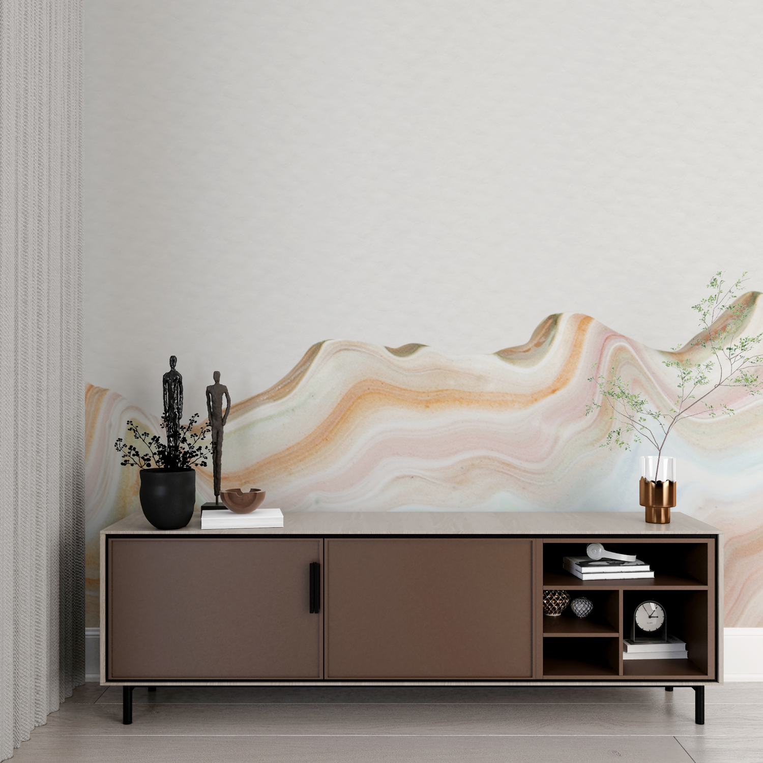 Papier peint aquarelle chambre imprime