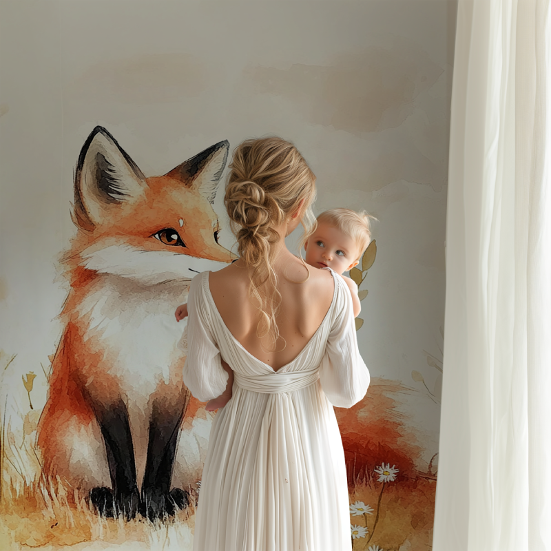 Papier peint renard pour chambre bebe bb123