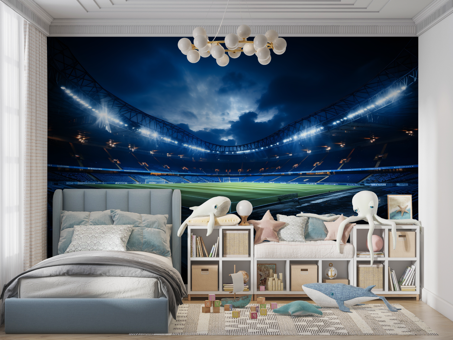 Papier peint foot chambre panoramique garcon