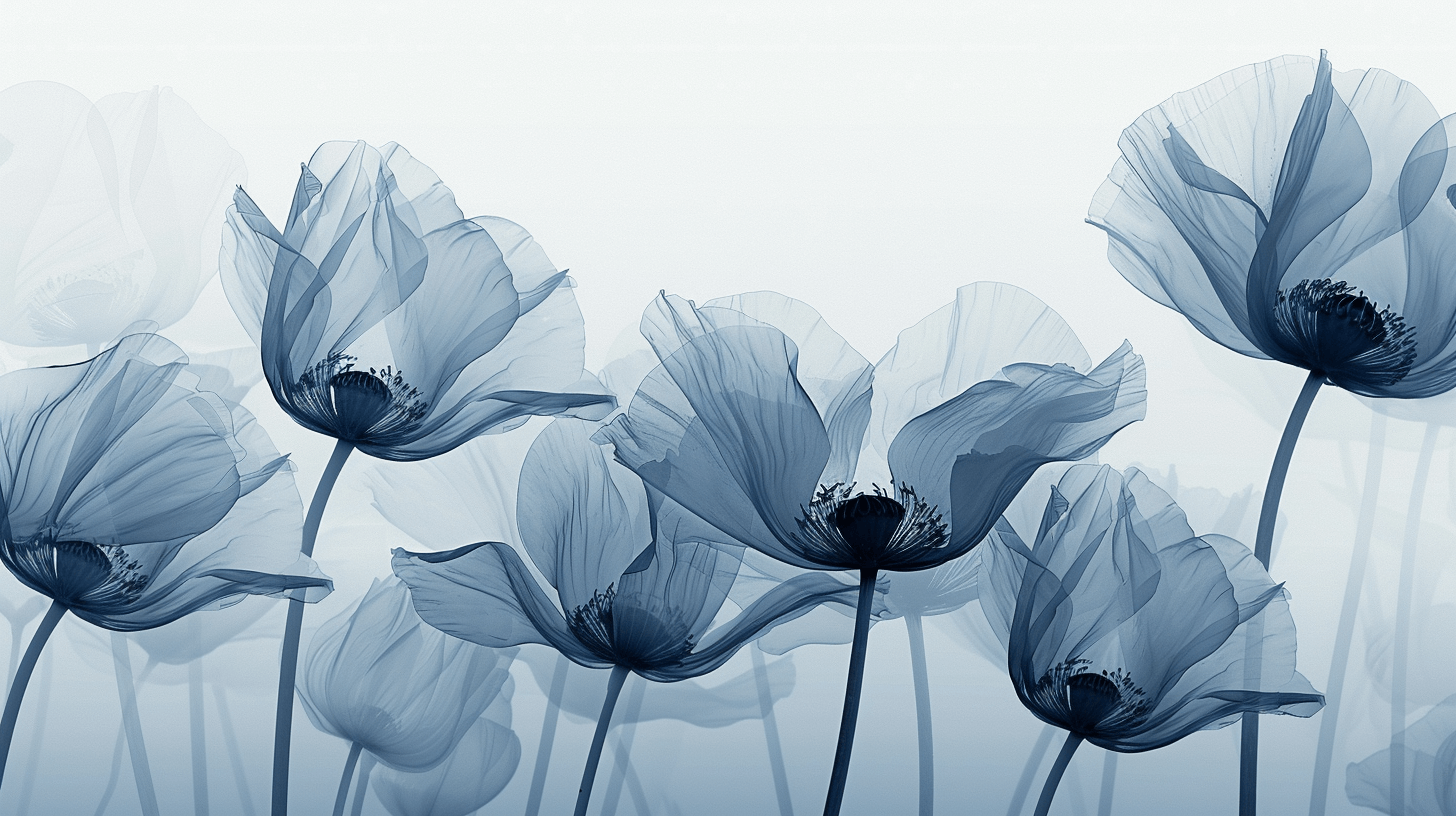 Papier Peint Aquarelle Fleurs Bleu