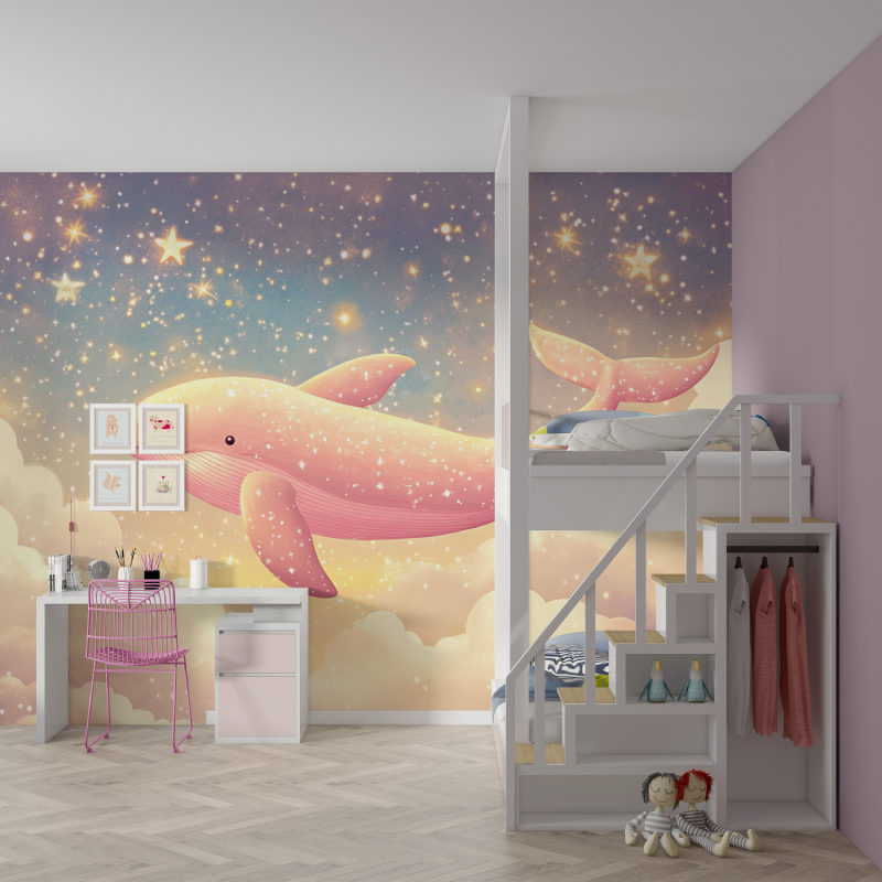 Papier peint fille classique pr...antaisie mur chambre fille