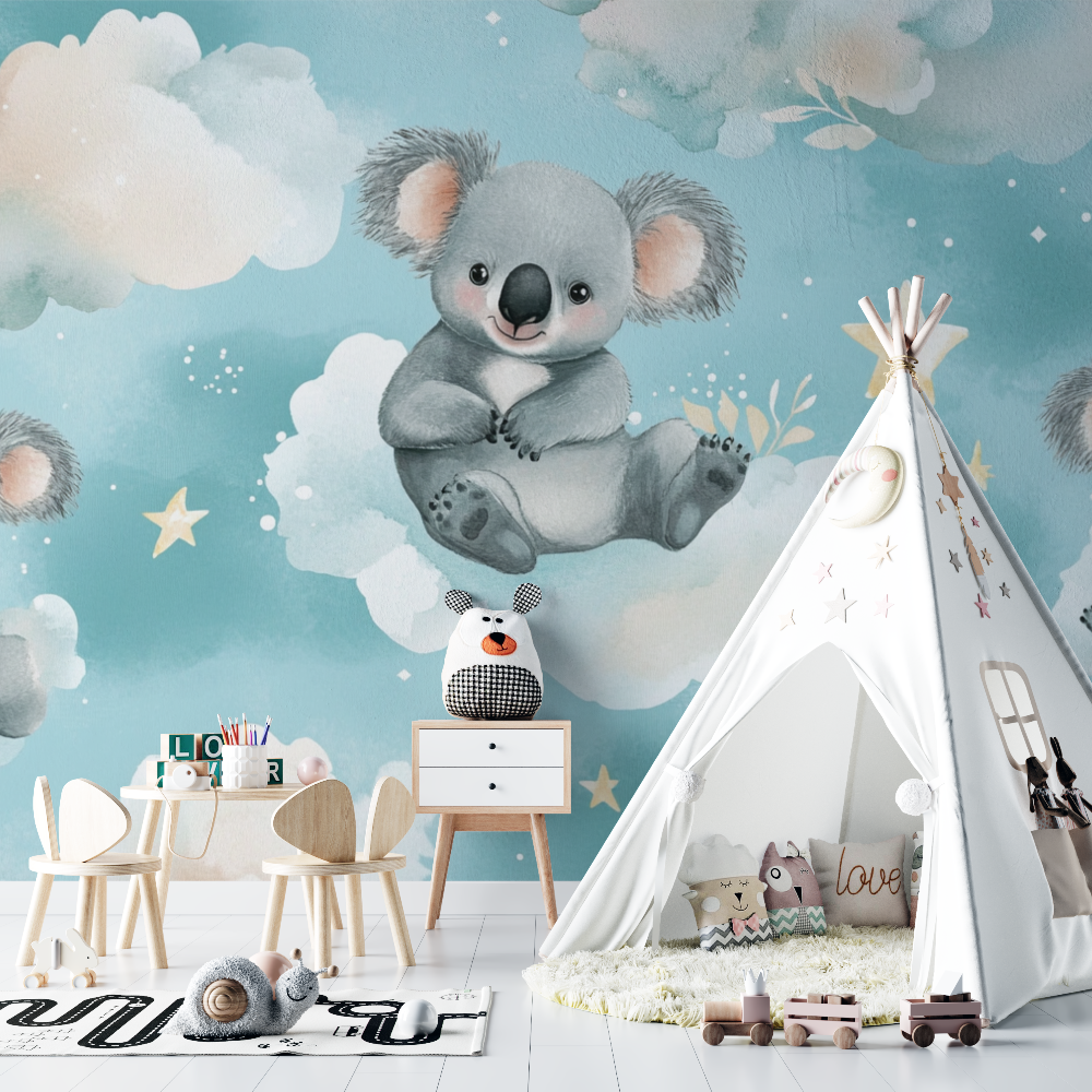 Papier peint koala dans une bulle de reve chambre bebe