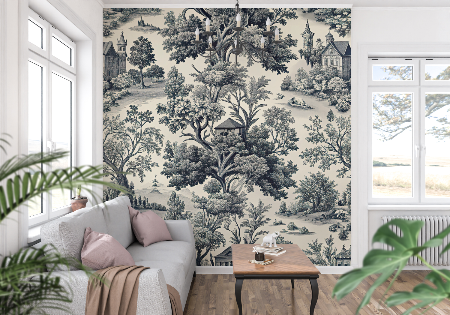 Papier Peint Toile De Jouy années 80 - panoramique-mur