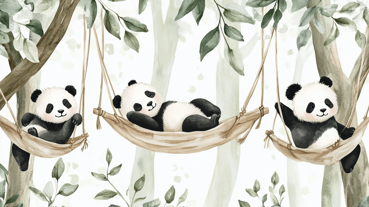 Papier Peint Bébé Panda Et Hamac