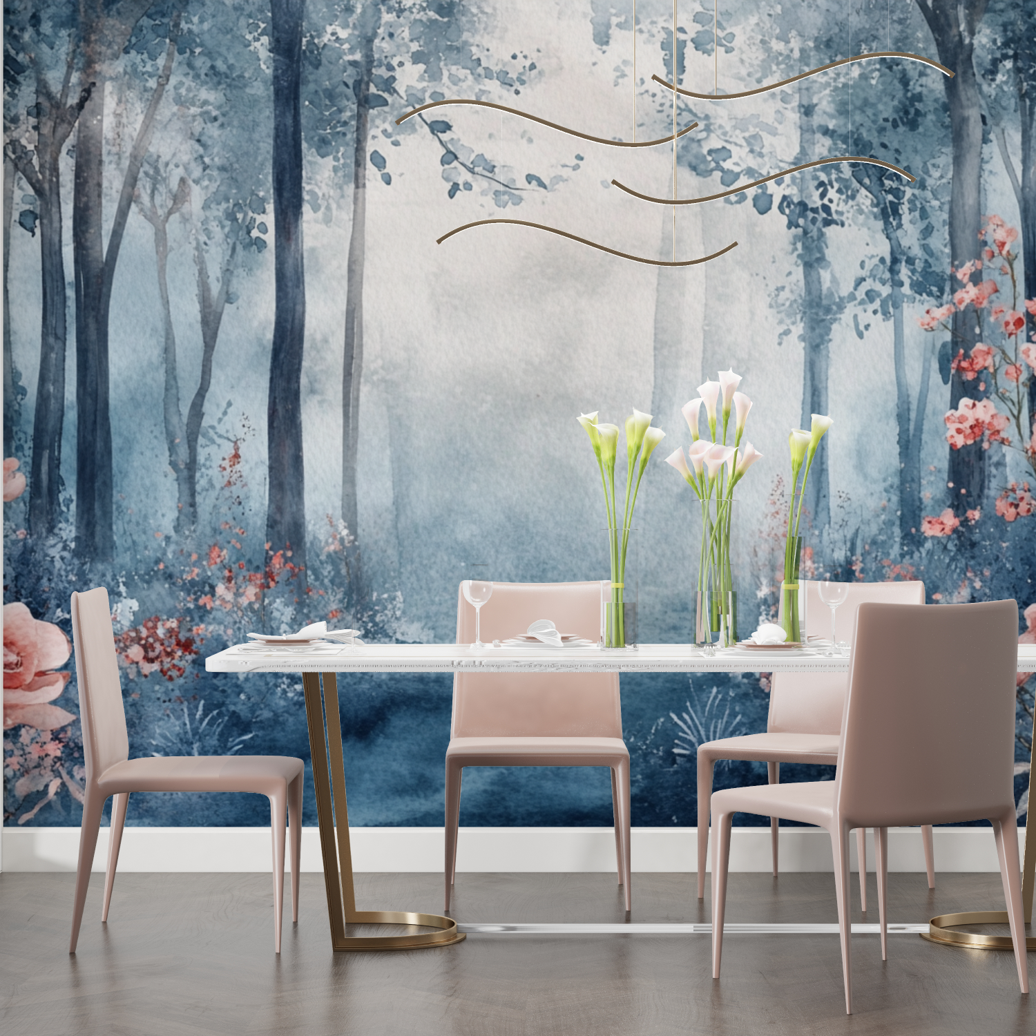 Papier peint aquarelle jardin enchante salon