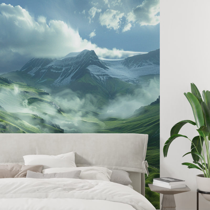 Papier peint panoramique montagne 3d tapisserie tendance