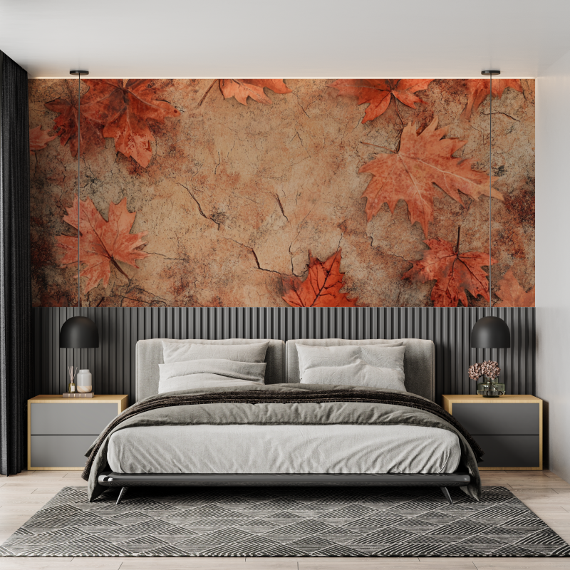 Papier peint terracotta effet bois patine mural adulte
