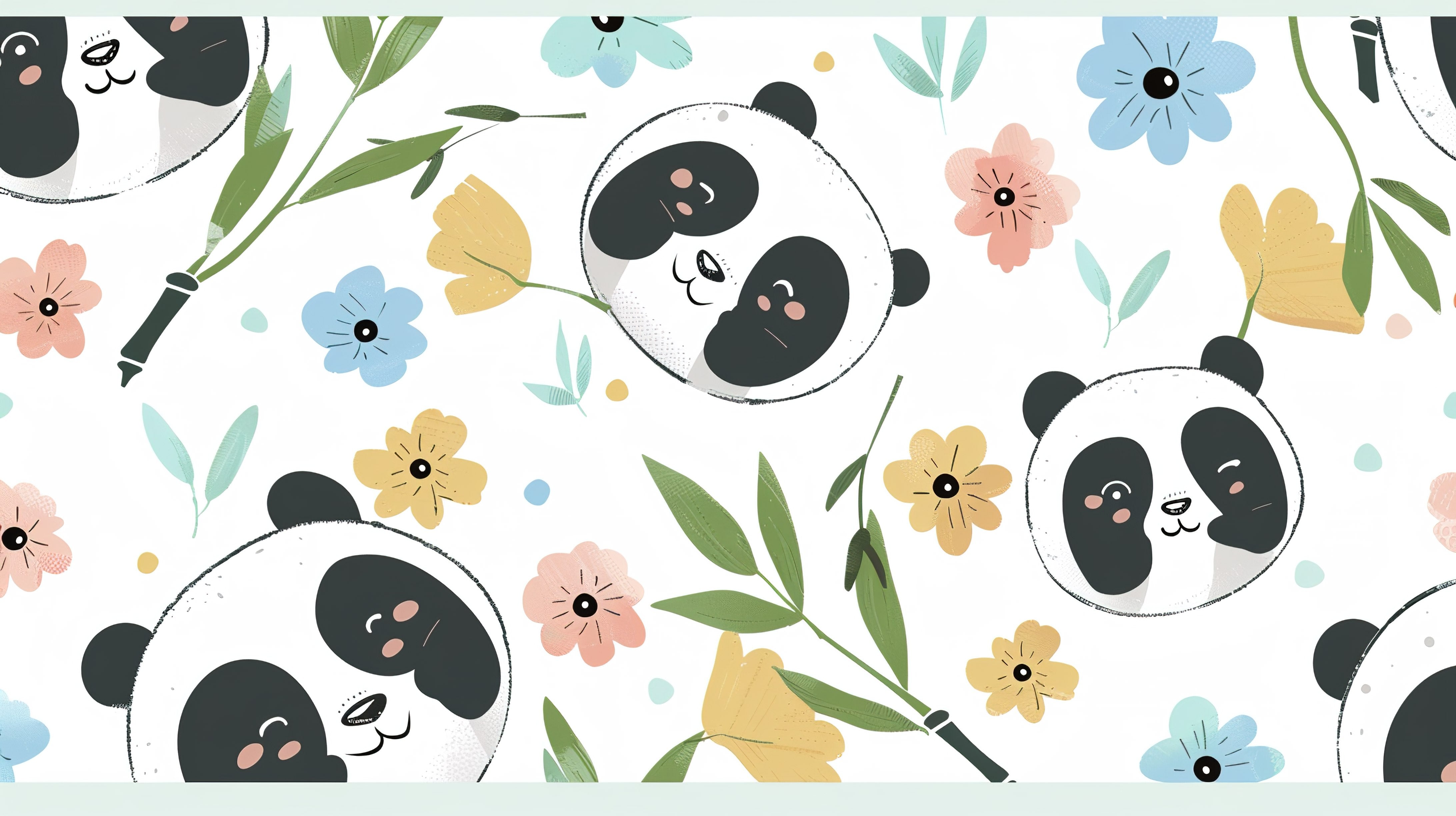 Papier peint Pandas motifs bébé