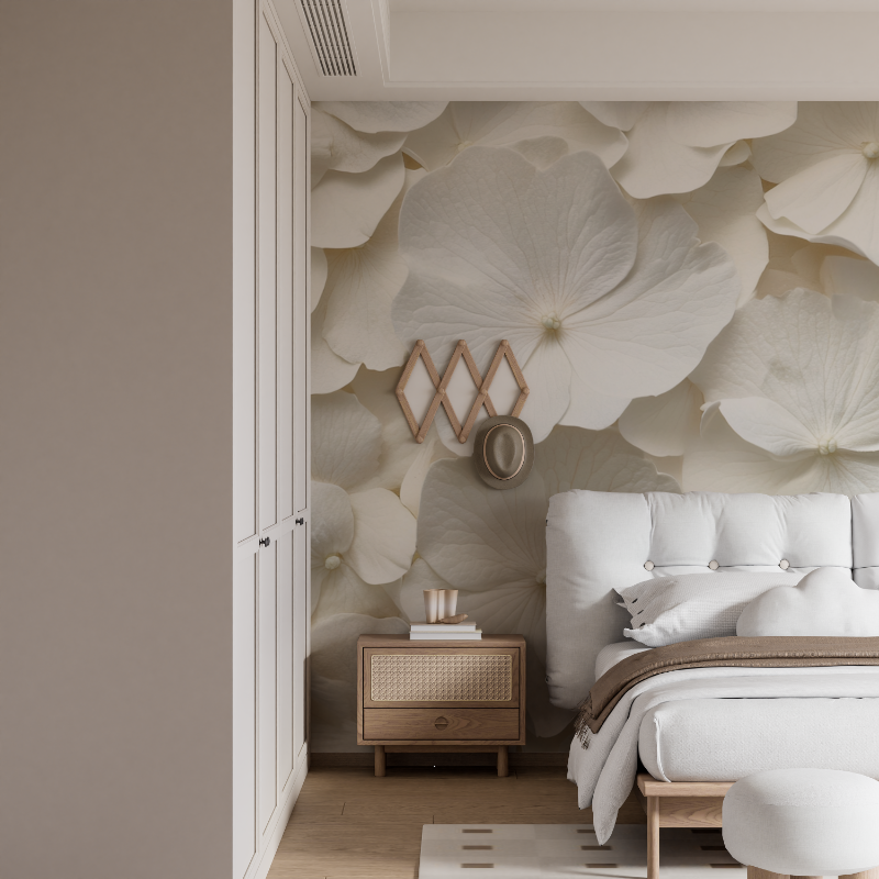 Papier peint aquarelle fleurs delicates mural
