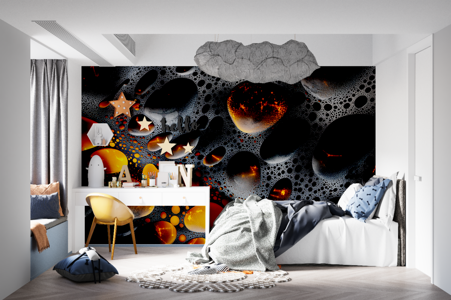 Papier peint effet neon gaming noir tapisseries murale