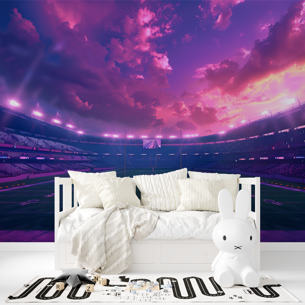 Papier peint stade de foot fille tapisserie fille