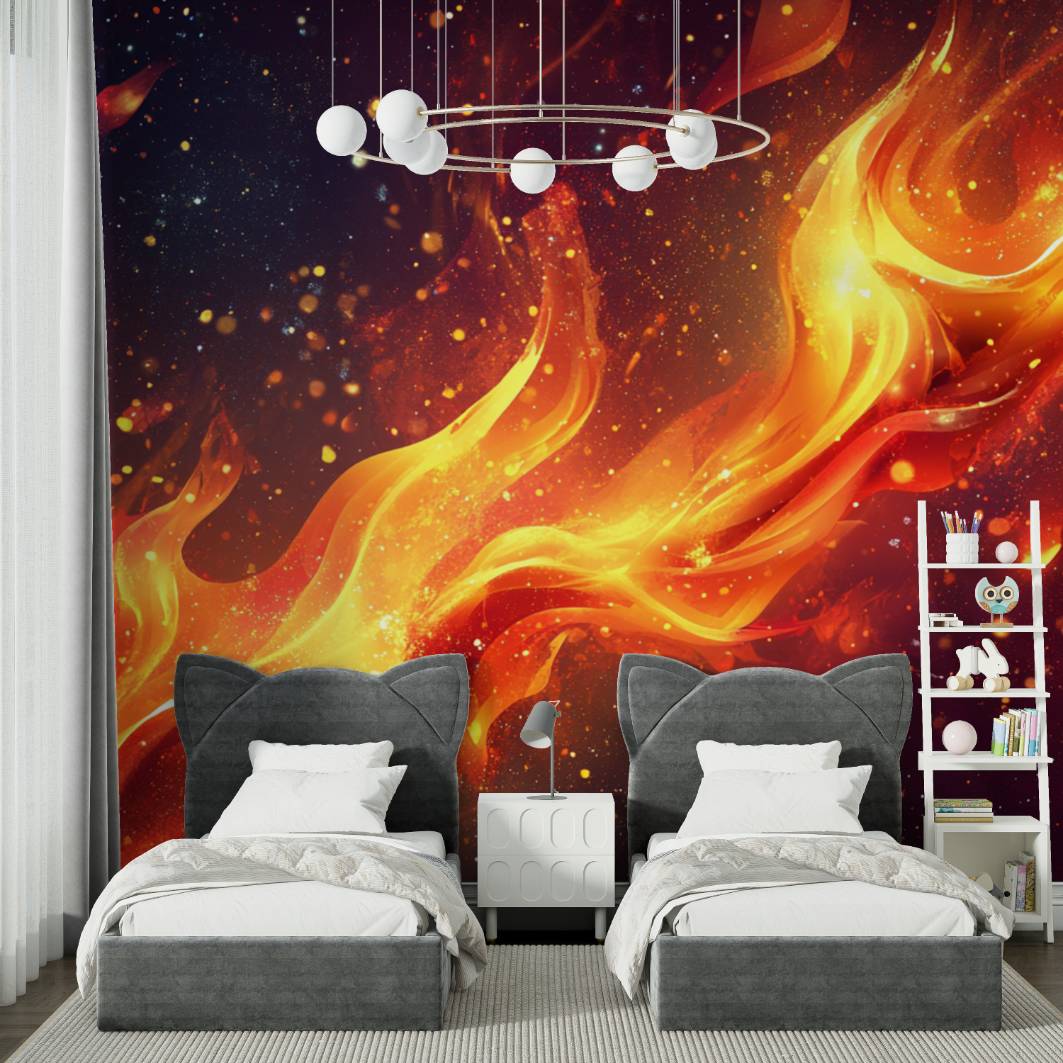 Papier peint burning comet chambre spiderman