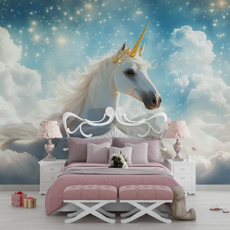 Papier peint princesse licorne des etoiles chambre filles