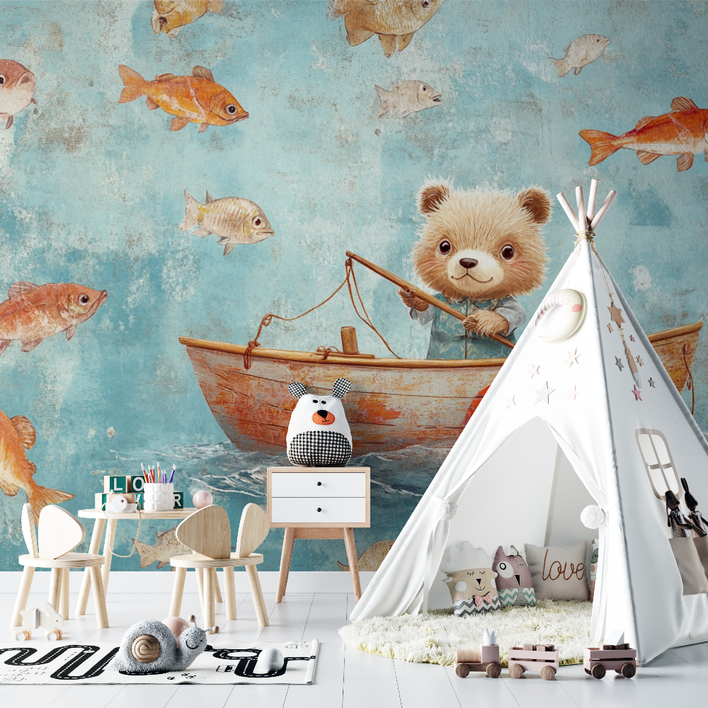 Papier peint marin petit pecheur chambre bebe