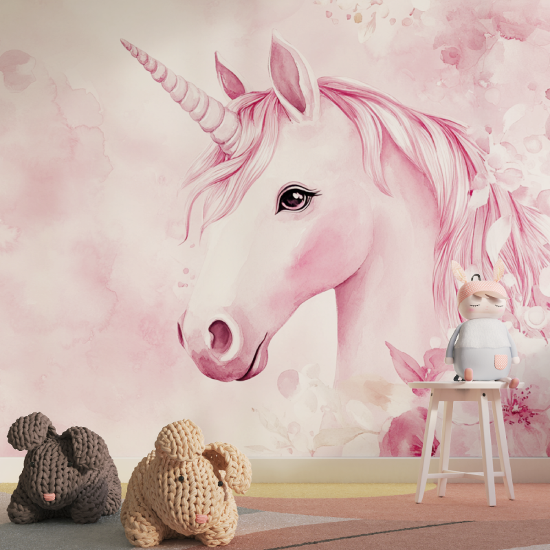 Papier peint chambre theme lico...rose tapisserie pour fille