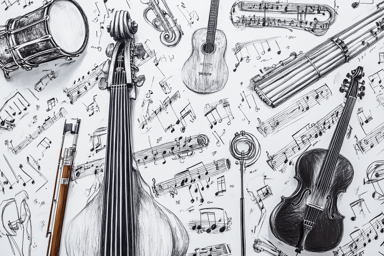 Papier Peint Instruments Noir Et Blanc