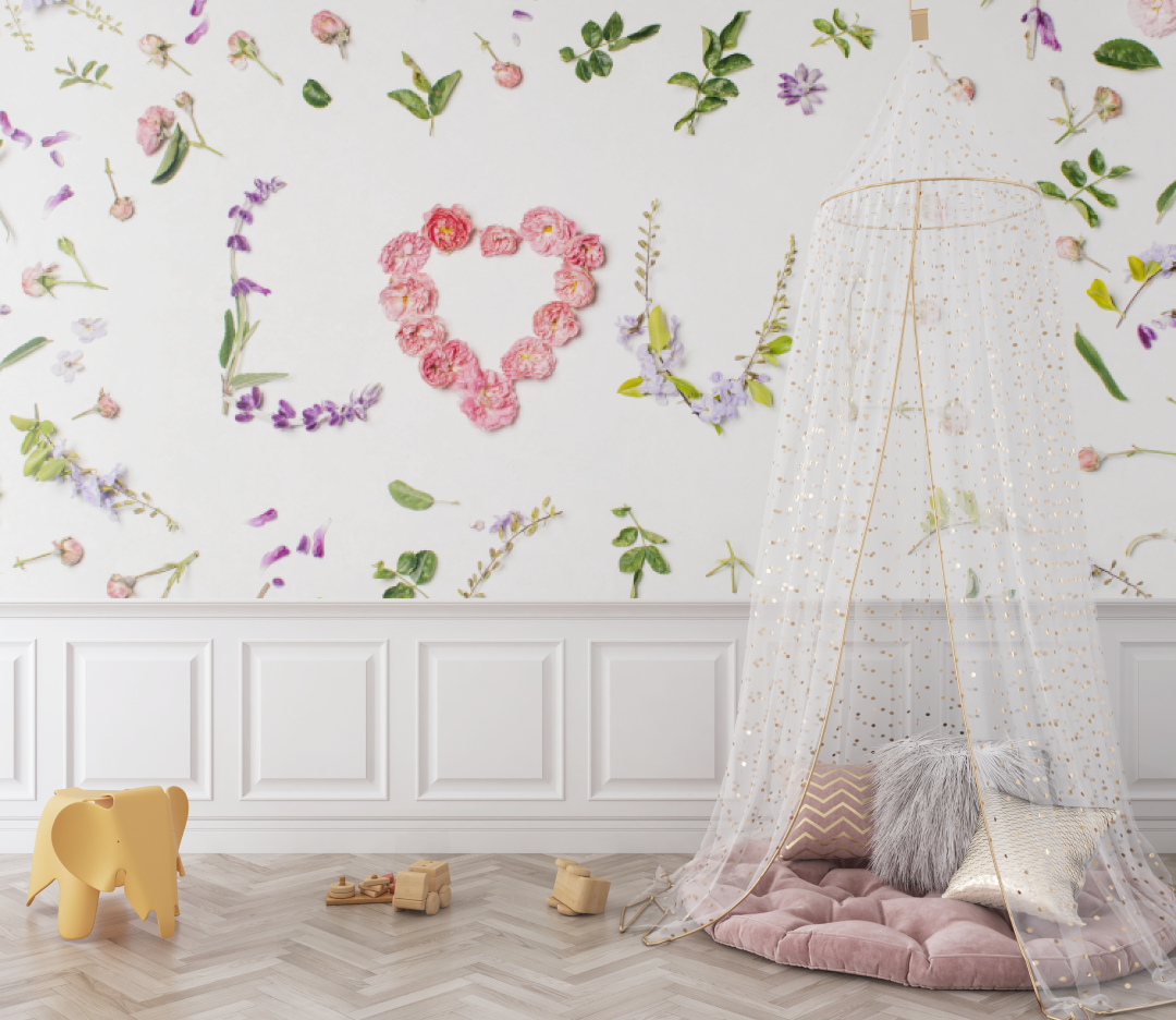 Papier peint Floral love pour bébé