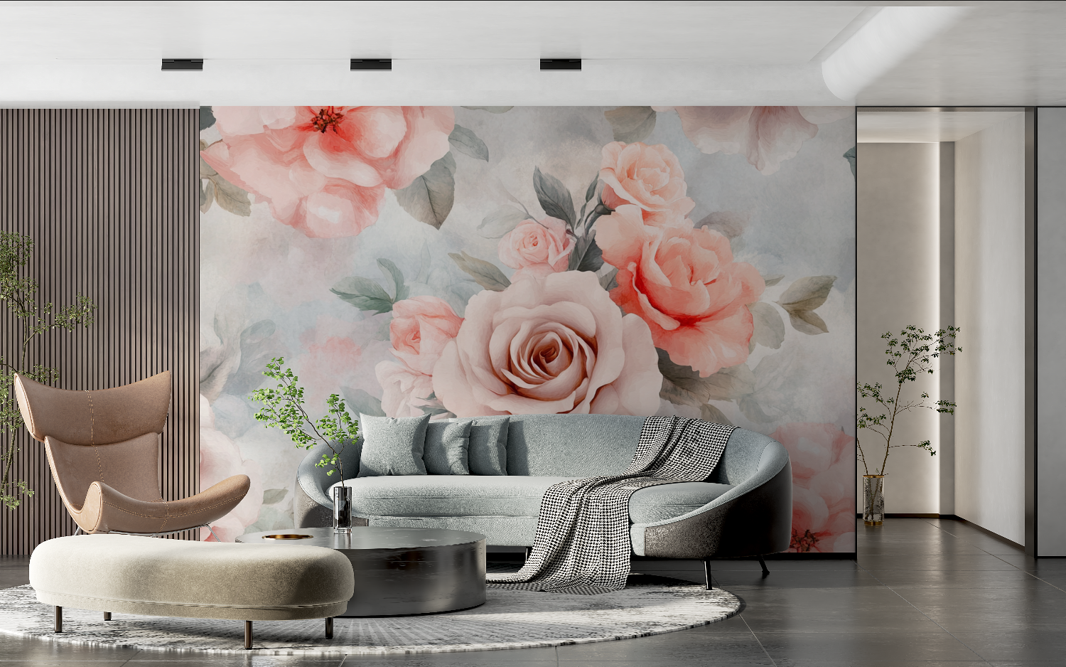 Papier peint aquarelle fleurs pastel tendance 2024