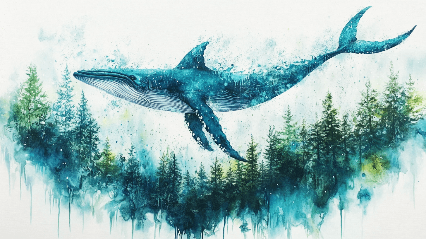 Papier Peint Baleine Et Forêt
